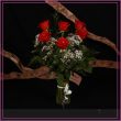 6 Roses 6 roses rouge avec vase et gypsophilia