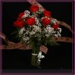 12 roses rouge 12 roses rouge avec vase et gypsophilia
